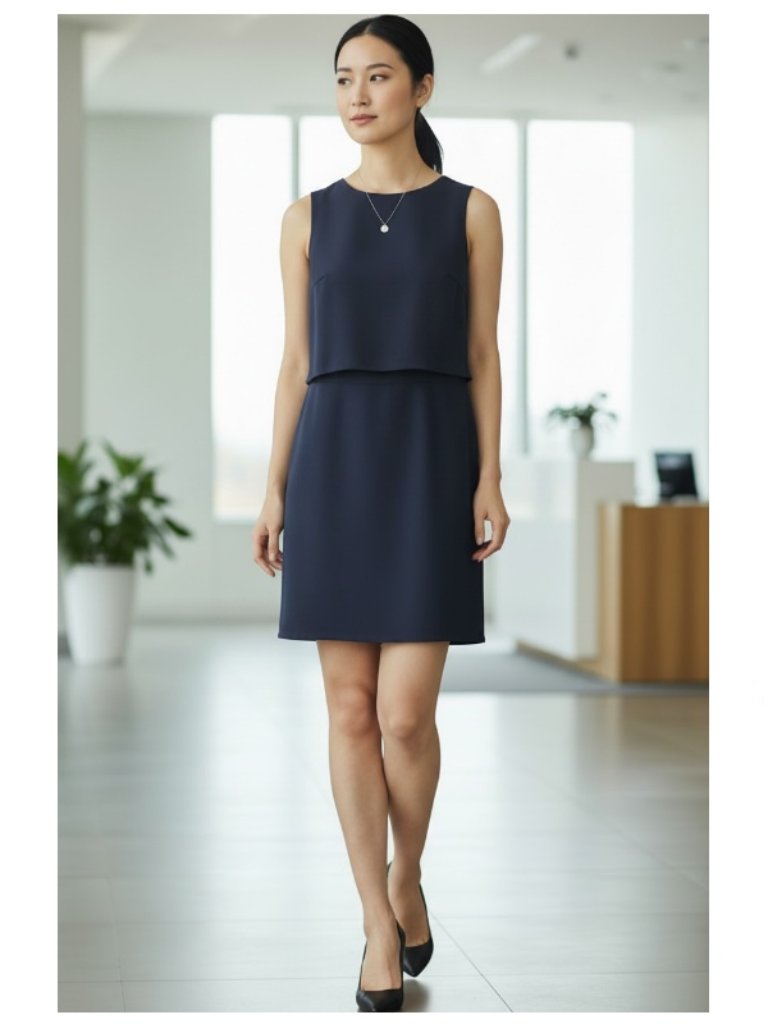 Bailey 44 Navy Sleeveless Crop Overlay Shift Dress Sz Small
